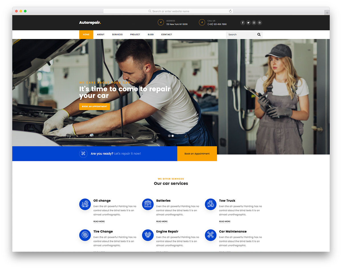 Auto Repair шаблон сайта автосервиса