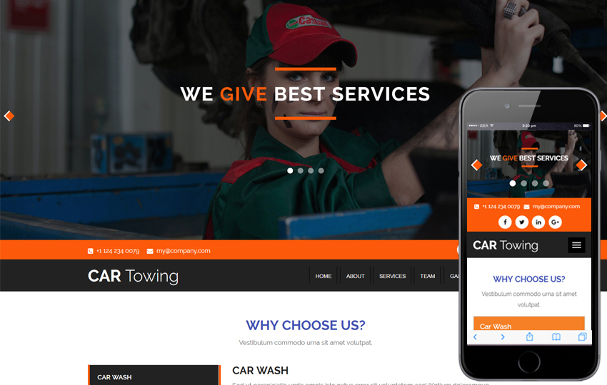 Car Towing шаблон для автосервиса