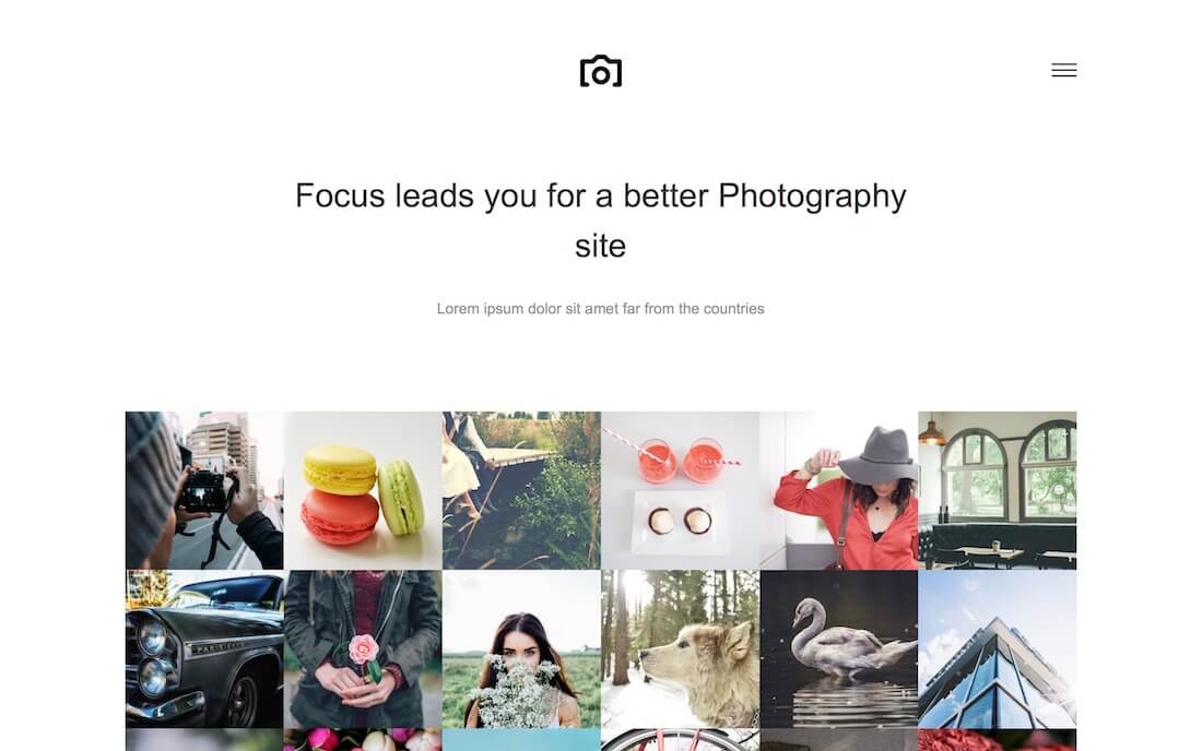Focus светлый шаблон портфолио фотографа