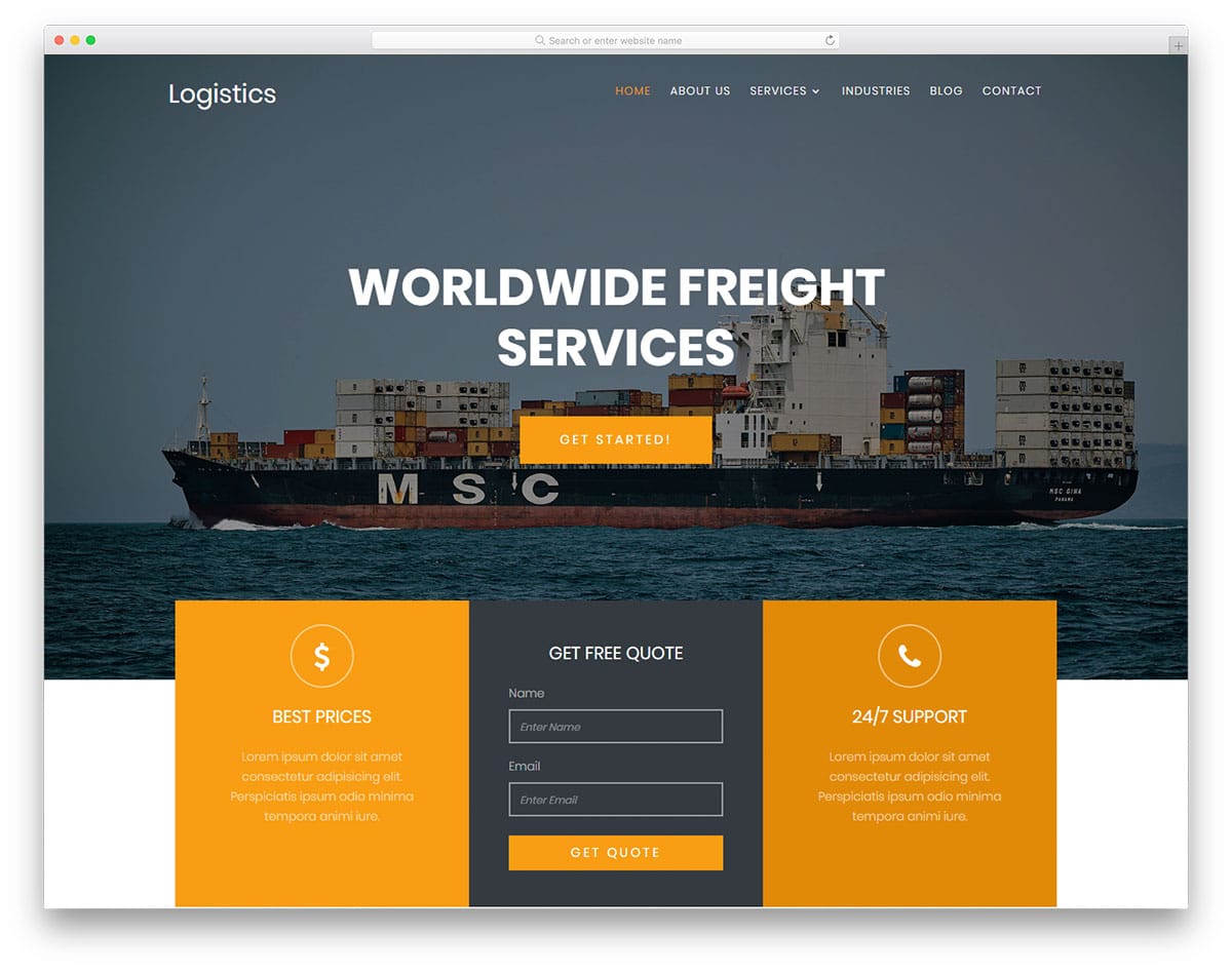 Logistics шаблон грузовых перевозок