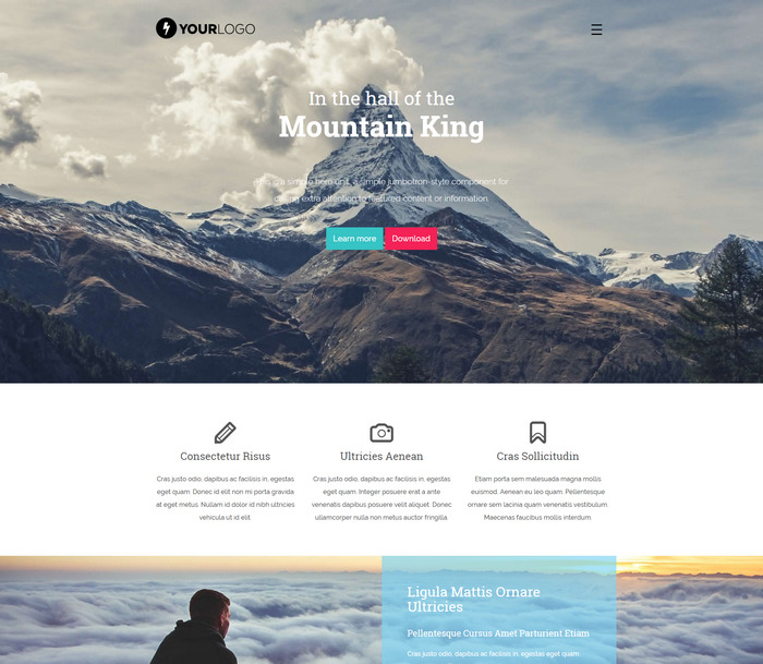 Mountain King универсальный шаблон для посадочной страницы