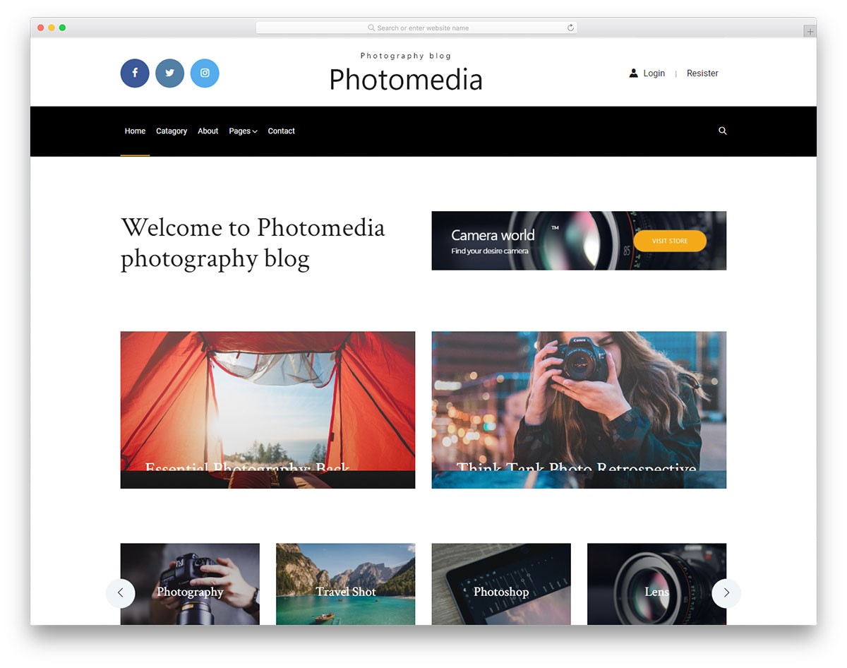 Photomedia идеальный шаблон сайта для фотографа
