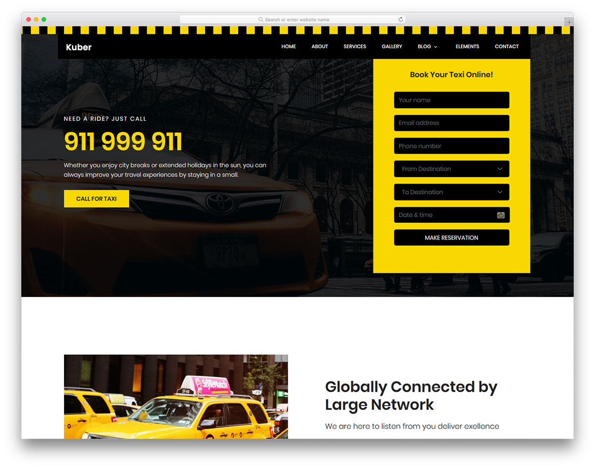 Taxi тема шаблон для службы доставки или такси