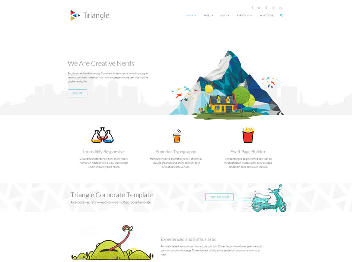 Triangle творческий шаблон на bootstrap