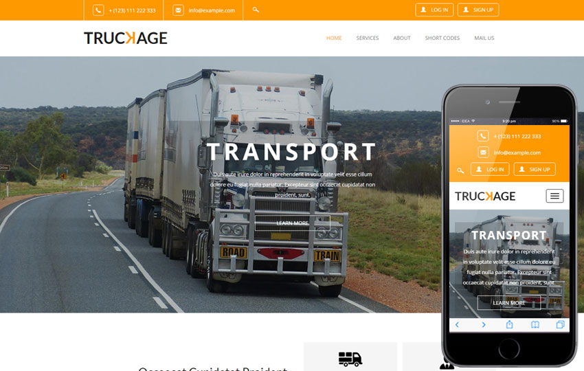Truckage адаптивный шаблон веб-сайт транспортной компании