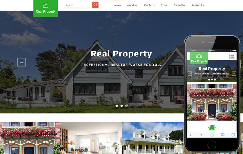 Real property стильный шаблон для аренды виллы, дома, апартаментов