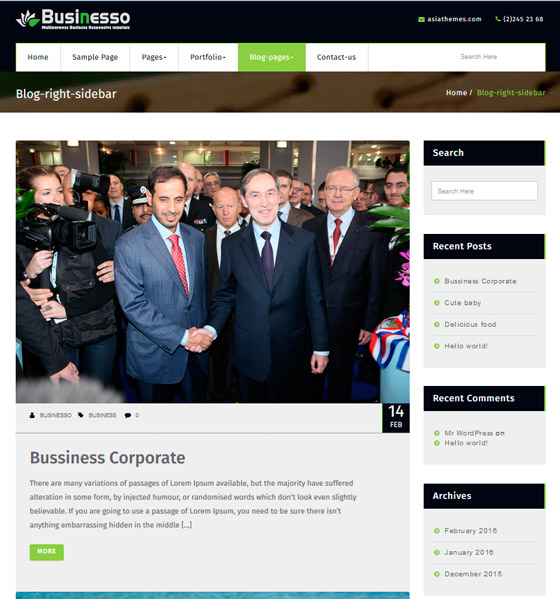 Businesso шаблон для WordPress