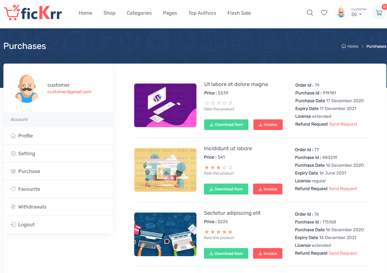 Торговая площадка цифровых продуктов - ficKrr v1.6