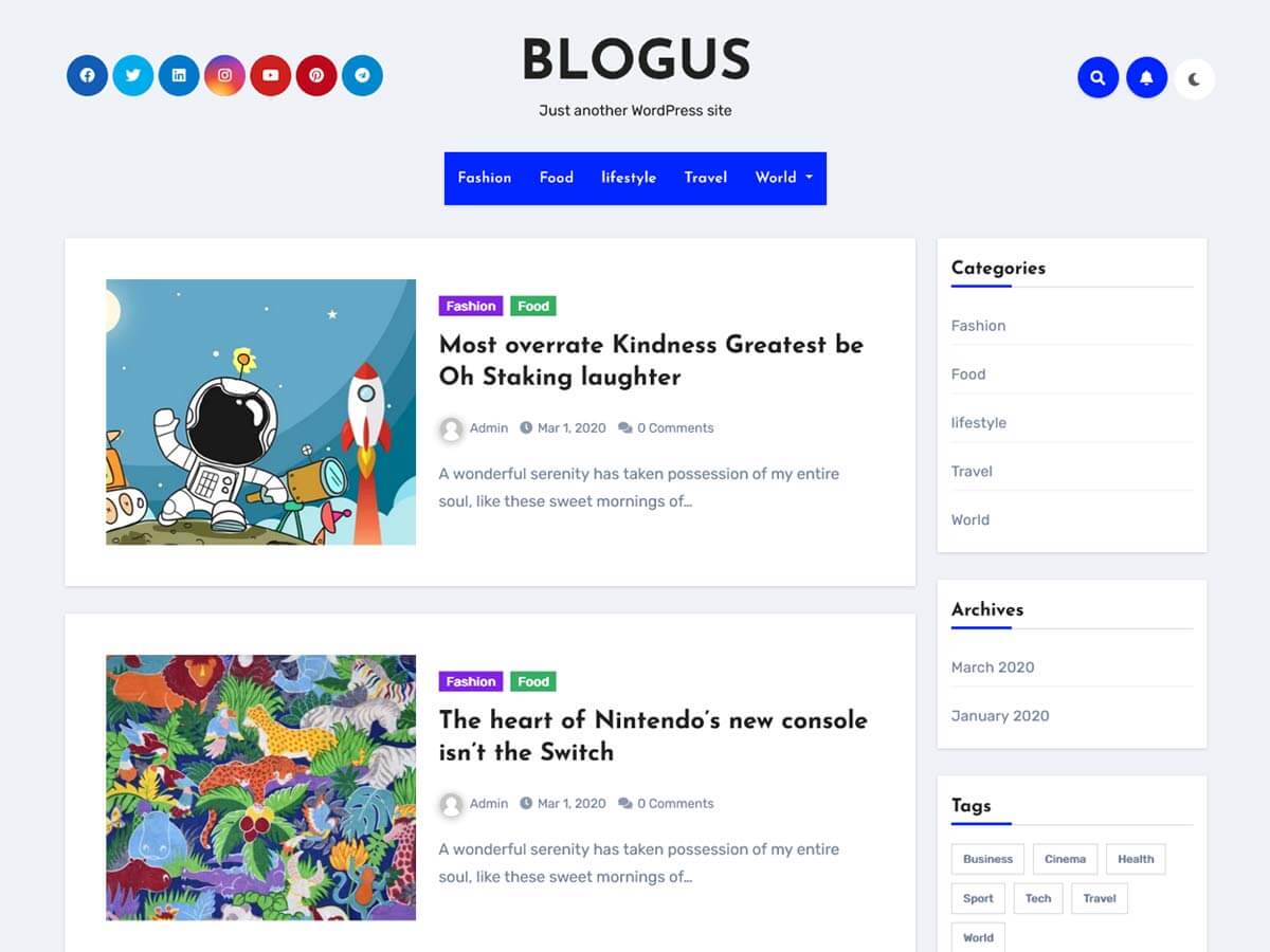 Blogus шаблон для WordPress